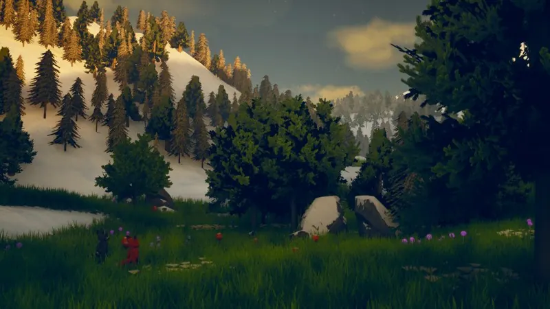 The valley at dusk, under a golden sky